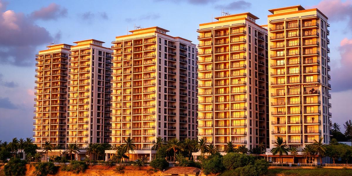 Edifícios residenciais modernos no litoral