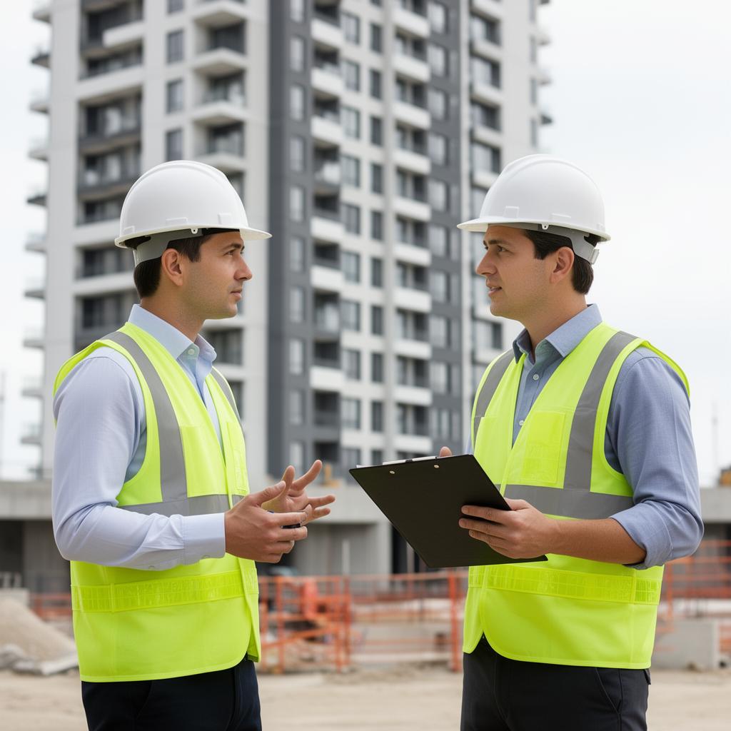 Engenheiros realizando inspeção técnica em edifício